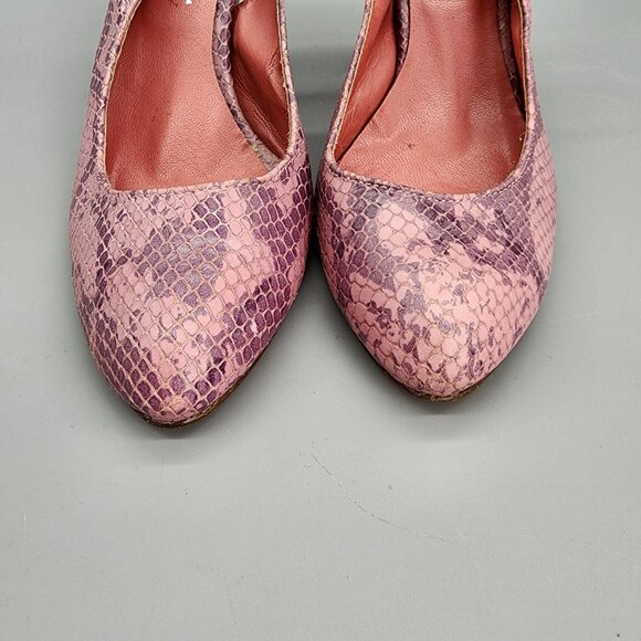A. Giannetti Italy Heels Size 39 US 8.5–9 Pink Snakeskin Leather Slingback - Picture 4 of 15